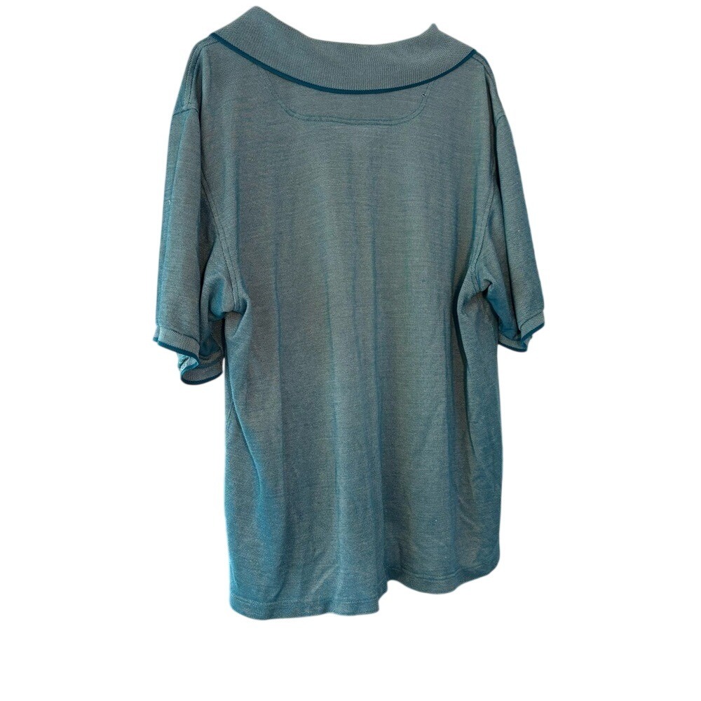Bobby Jones Polo Shirt Mens XL Teal Silk Blend Textured Short Sleeve Golfcore - Picture 4 of 7